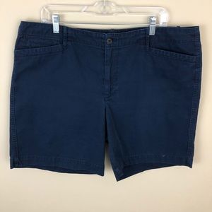 Lauren Ralph Lauren Shorts Womens 16 Navy Blue Flat Front Zip Button Closure